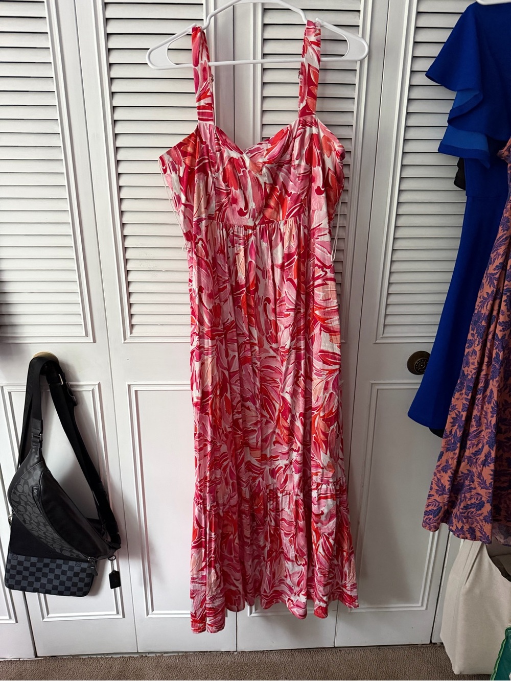 Pink Red Floral Maxi Sundress - Women